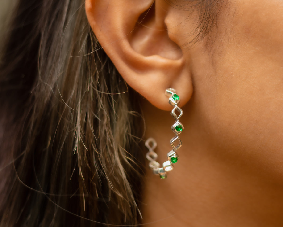 Elegant Emerald Hoops - EVM_E0006