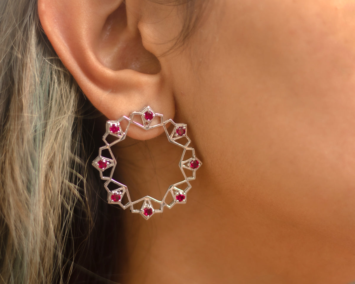 Ravishing Ruby Silver Earring - EVM_E0021