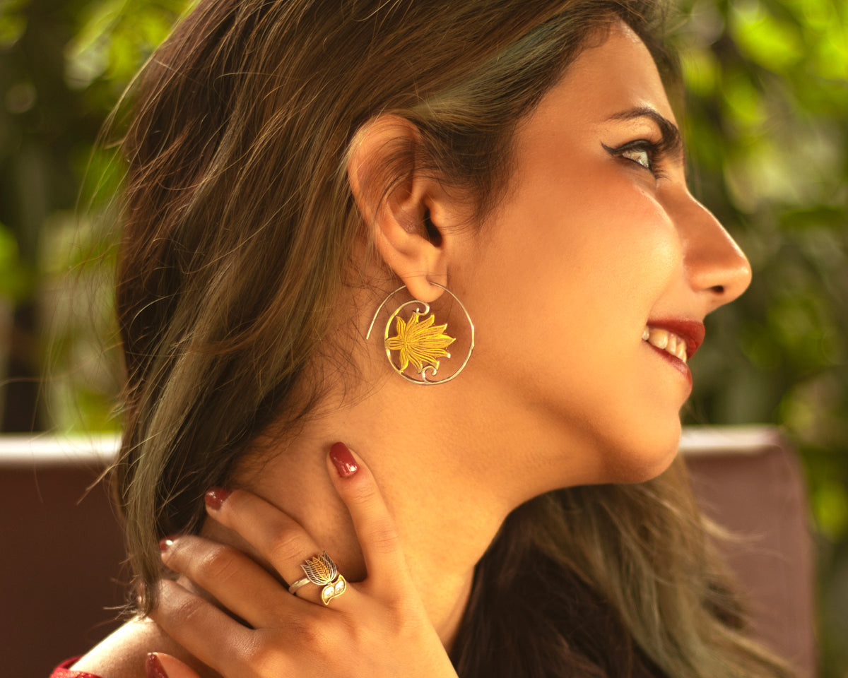 Graceful Lotus Petal Earrings - EVM_E0053