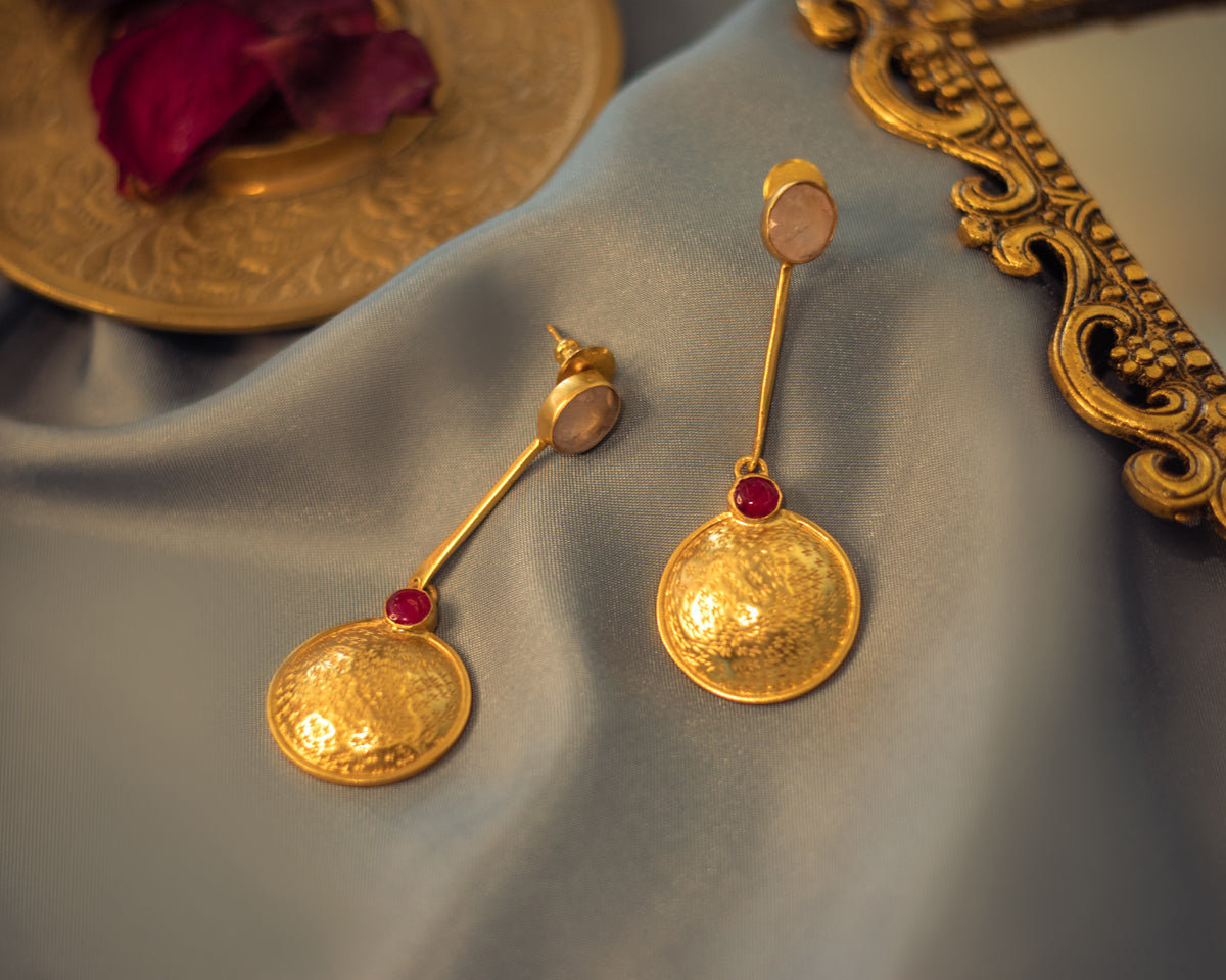 Radiant Ruby Gold Earrings - EVM_E0056