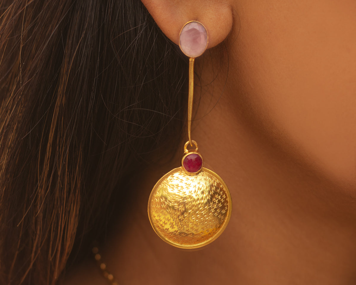 Radiant Ruby Gold Earrings - EVM_E0056