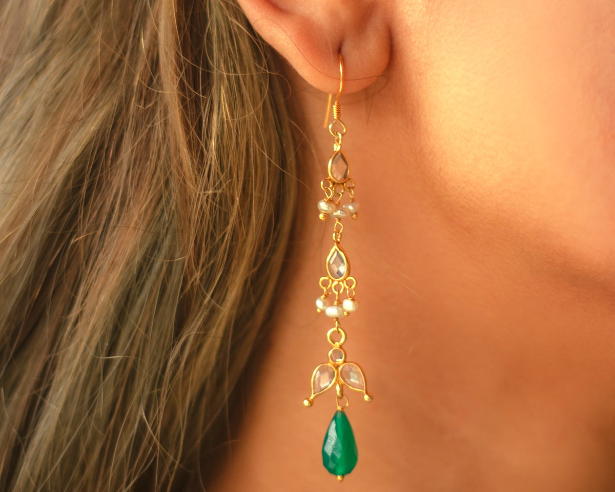 Green Sparkle Crystal Earrings - EVM_E0060