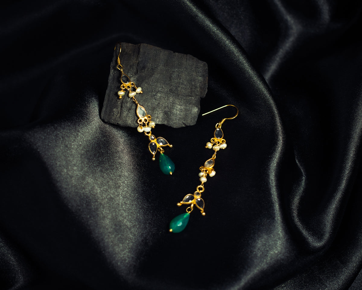 Green Sparkle Crystal Earrings - EVM_E0060