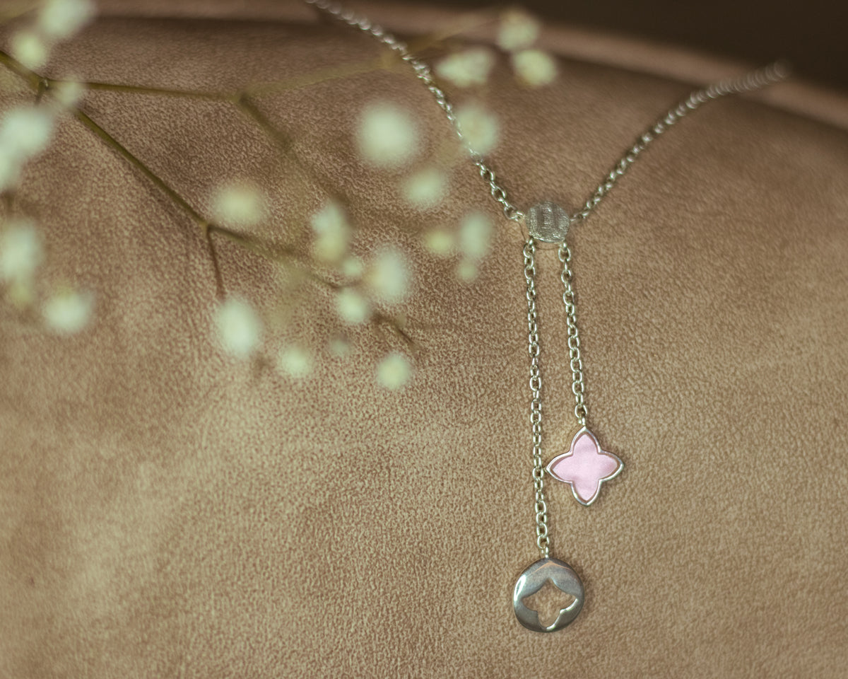 Mother of Pearl Necklace with Dual-Shape Drop Pendant  - EVM_N0002