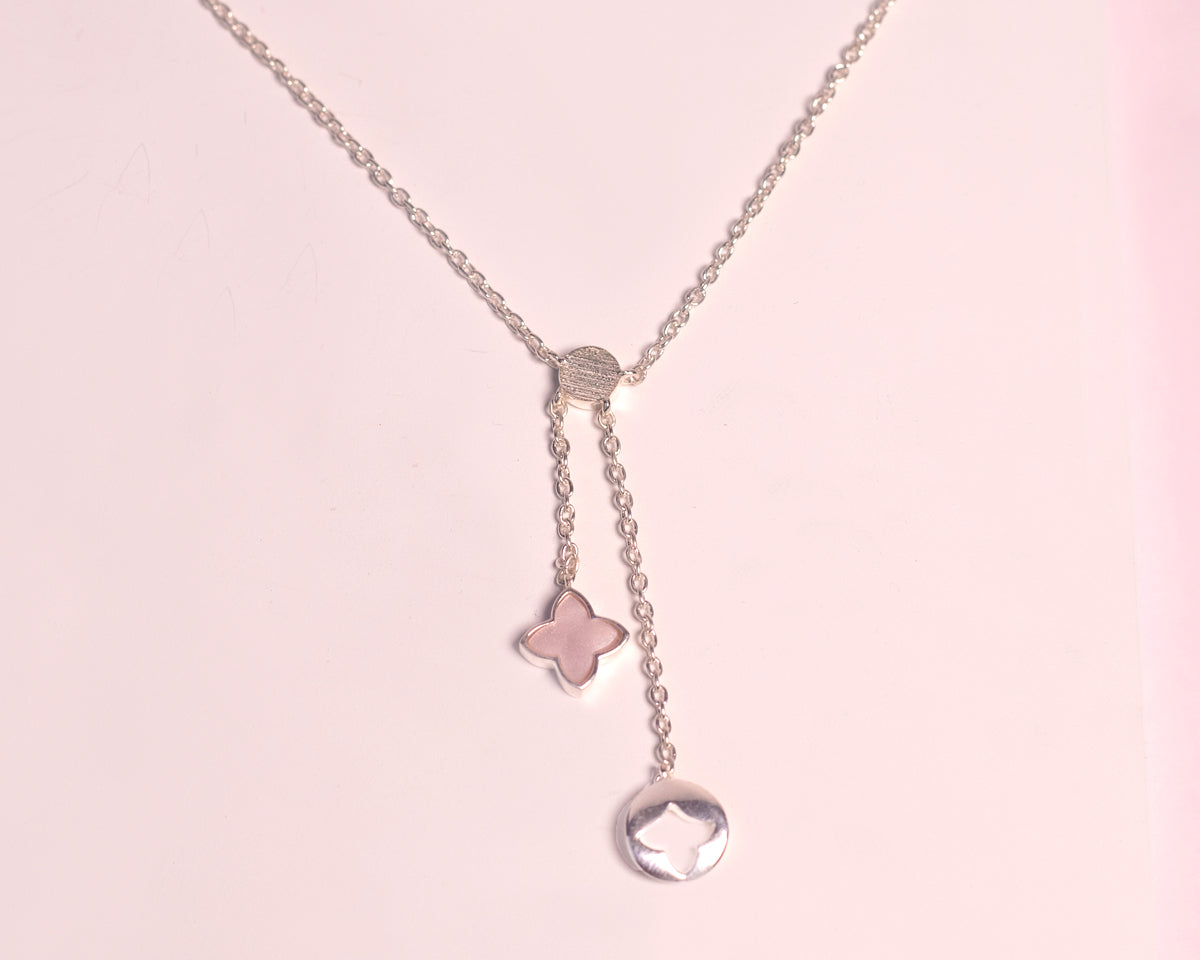 Mother of Pearl Necklace with Dual-Shape Drop Pendant  - EVM_N0002