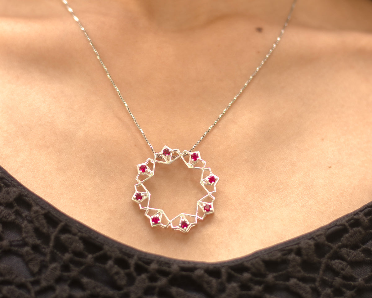 Ravishing Ruby Silver Pendant - EVM_P0008