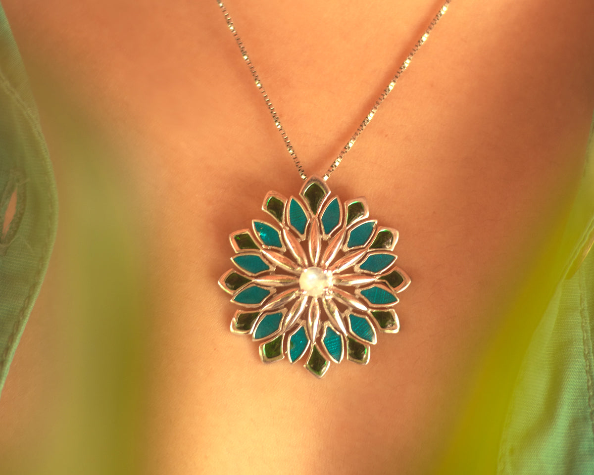 Floral Enamel Art  Pendant  - EVM_P0010